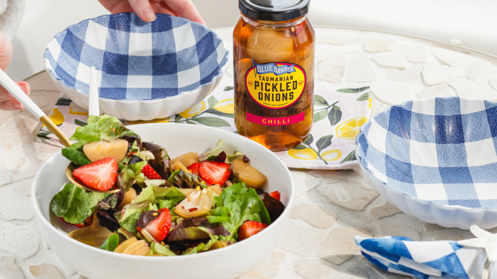 Strawberry Butter Leaf Salad | Blue Banner