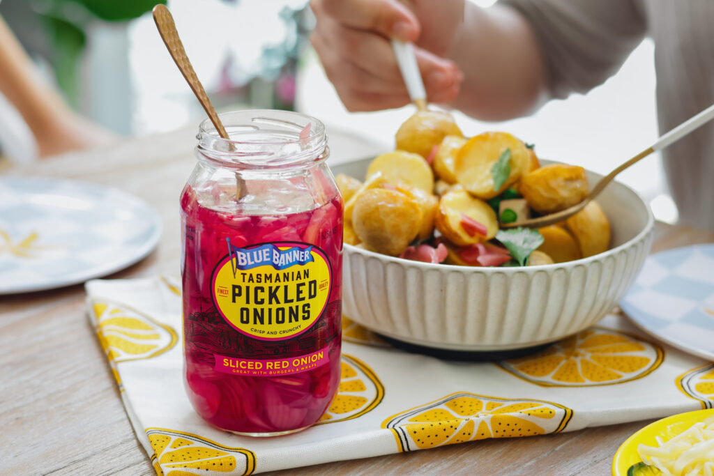 Tangy Potato Salad | Blue Banner