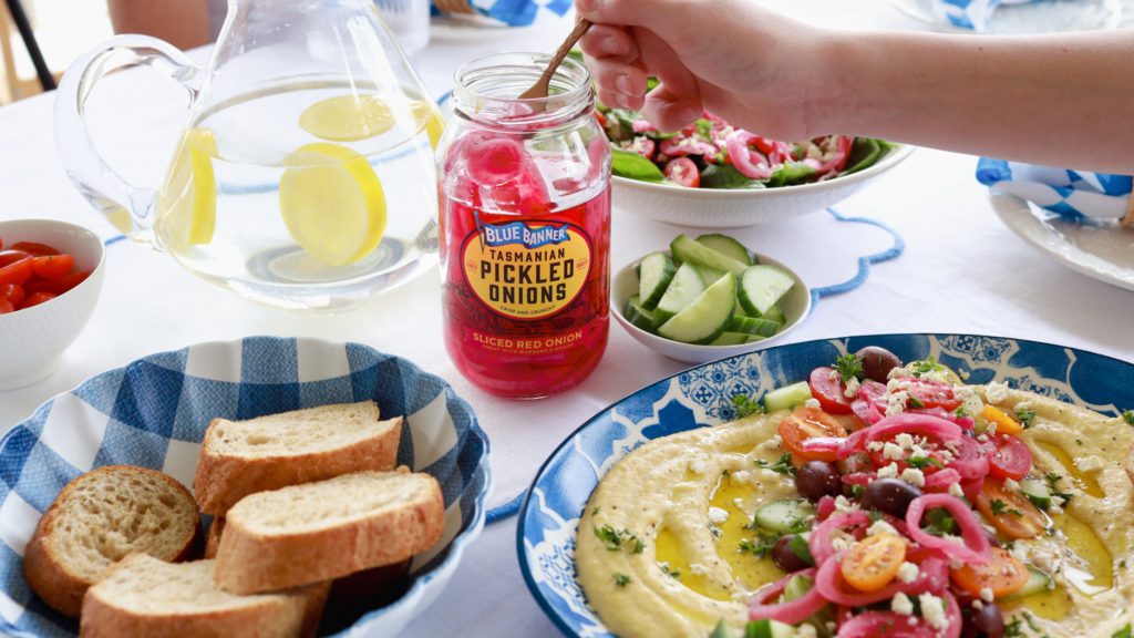 Zesty Hummus | Blue Banner