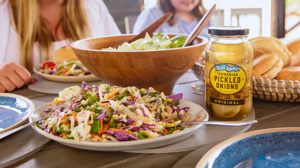 Red & White Slaw Mix | Blue Banner